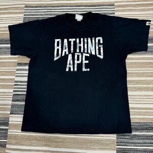 A Bathing Ape Men'sCamo Spell Out Logo Crew Neck T Shirt Glow in The Dark Size M